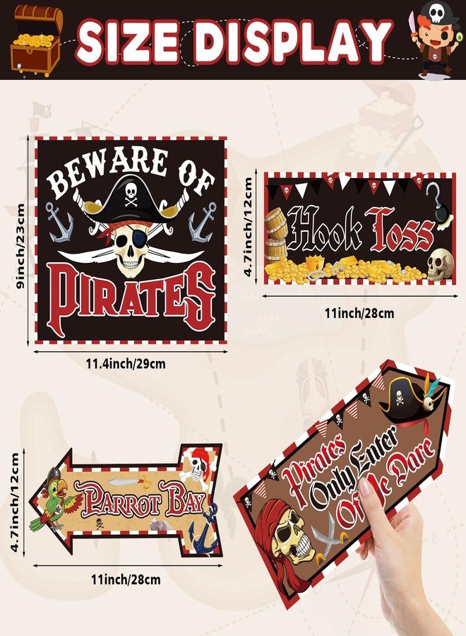 Abilat 20 Pcs Pirate Party Signs Decorations Beware of Pirates Party Directional Signs Pirate Themed Birthday Supplies for Photo Booth Props Door Wall Yard Decor - Image 3